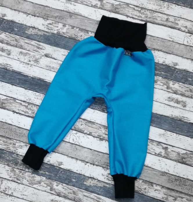 Softshellové kalhoty Yháček vel. 74 (JARNÍ/PODZIMNÍ) - Mentolově modrá (černá)