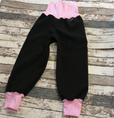 Softshellové kalhoty Yháček vel. 110 (ZIMNÍ) - Černé (světle růžová)