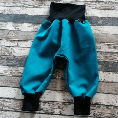 Softshellové kalhoty Yháček vel. 104 (JARNÍ/PODZIMNÍ) - Světlý petrolej (černá)