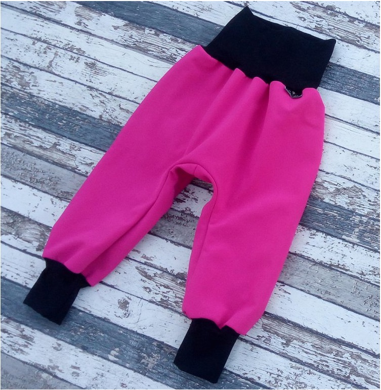 Softshellové kalhoty Yháček vel. 80 (ZIMNÍ) - Růžové (černá)