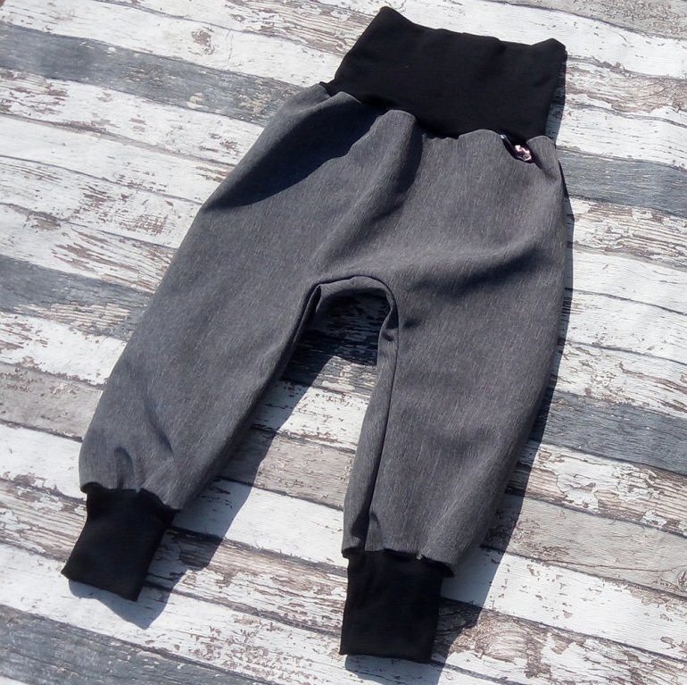 Softshellové kalhoty Yháček vel. 74 (ZIMNÍ) - Žíhané (šedá)