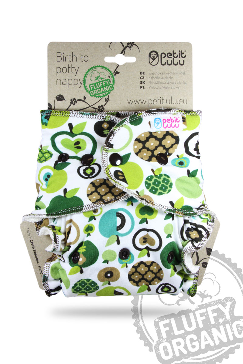 Kalhotková plena Fluffy Organic Petit Lulu PAT - Jablka (zelená)