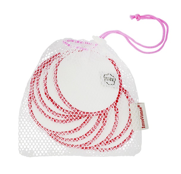 Kosmetické odličovací tampony Imse Vimse - sada 10 ks - Bílé s růžovým lemováním
