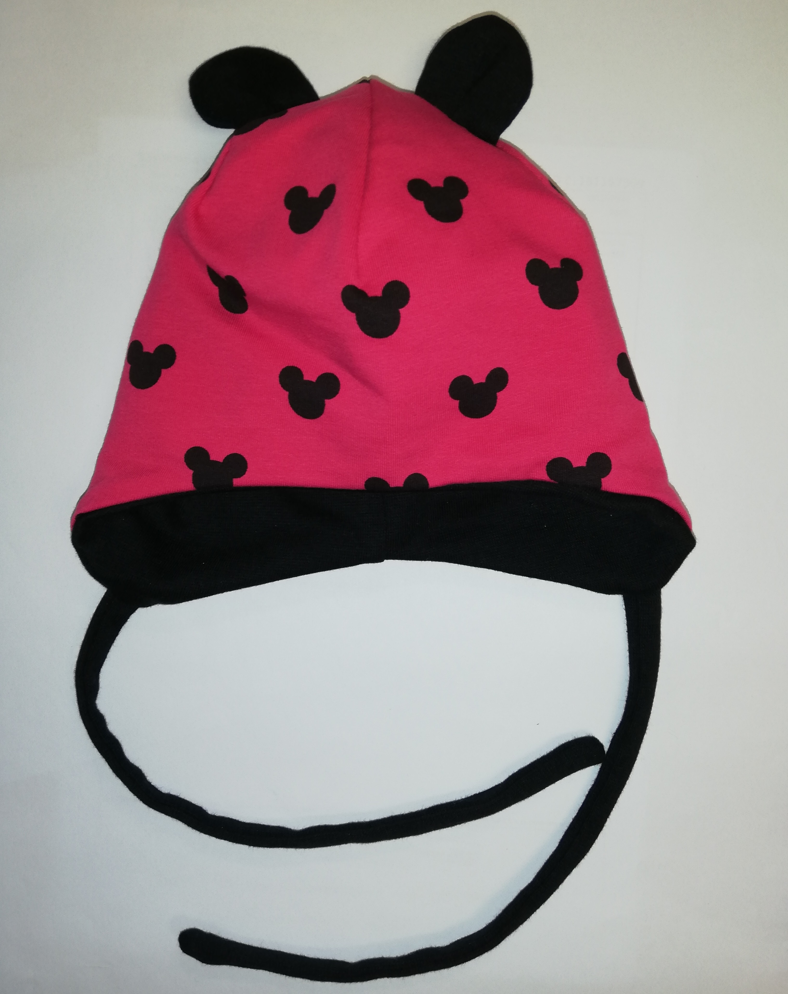 Dětská čepice Yetty vel. 4 M (45 - 48 cm) - Mickey růžová (zavazovací)