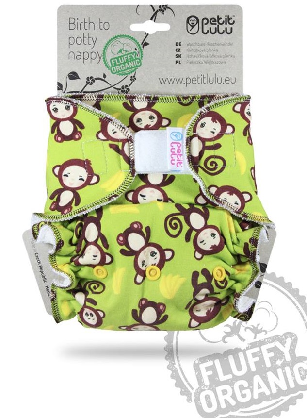 Kalhotková plena Fluffy Organic Petit Lulu SZ - Monkey Business