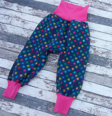 Softshellové kalhoty Yháček vel. 74 (ZIMNÍ) - Hvězdičky na tmavě modré (růžová)