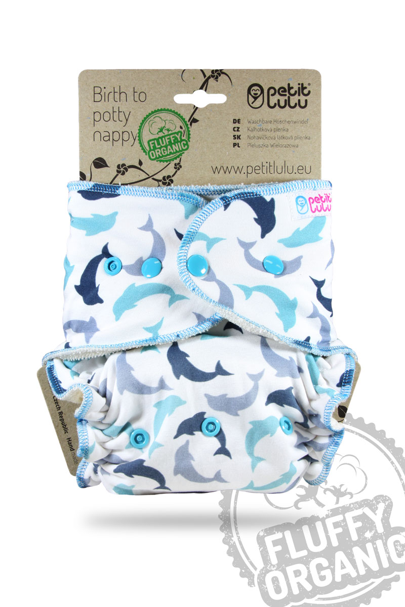 Kalhotková plena Fluffy Organic Petit Lulu PAT - Delfínci