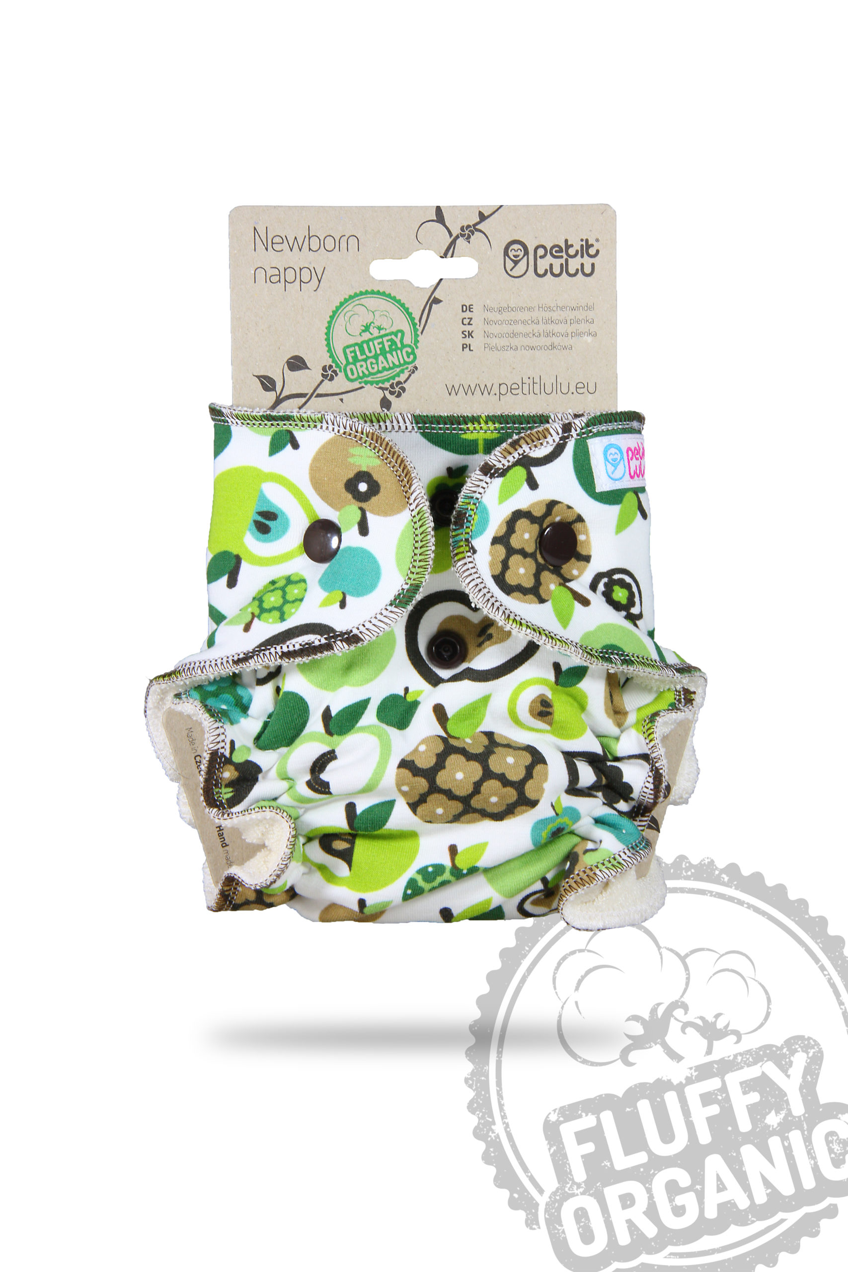 Novorozenecká plenka Petit Lulu Fluffy Organic - Jablka (zelená)