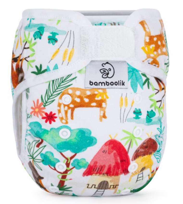 Biobavlněná kalhotková plena Bamboolik s kapsou - Safari