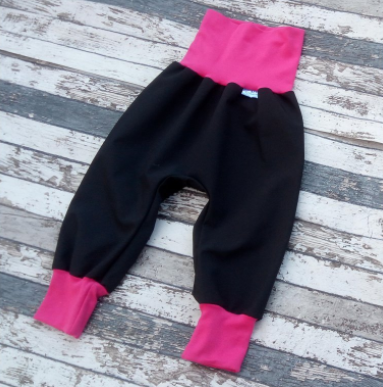 Softshellové kalhoty Yháček vel. 98 (JARNÍ/PODZIMNÍ) - Černé (růžová)